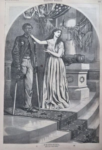 Thomas Nast Pardons & Franchise Black Soldier 1865 Harper's Civil War newspaper - Picture 1 of 12