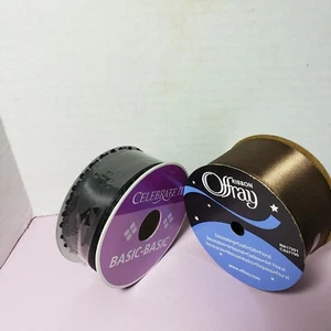 2 Rollen Satinband, schwarz & braun einfarbig neu, 2 Größen siehe Beschreibung unten - Bild 1 von 7