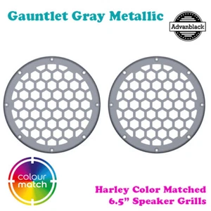 Gauntlet Gray  6.5'' Plastic Speaker Grills fit Harley Lower Fairing 83+ - Picture 1 of 5