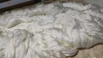 White tight twisted water ripple mulberry silk,hand-dyed embroidery silk thread - Image 1 of 2