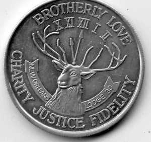 .Mardi Gras Doubloon Krewe of Elks of Jefferson 1981 Aluminium - Bild 1 von 2