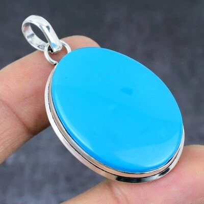 Colgante de plata de ley 925 hecho a mano turquesa natural para dormir 2,09" para ella P1 Foto 1 de 4