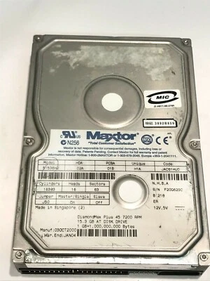 MAXTOR 51536H2 02A 01B H1A JAC61HU0 15.3GB IDE HARD DRIVE            aa5ge7 - Image 1 of 2