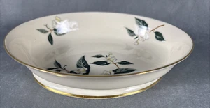 Flintridge TEA LEAVES Oval Vegetable Bowl Cream/Sage/Gold Footed 9.5”L x 7.5”W - Picture 1 of 8