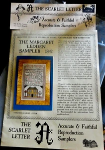 VTG 1986 The Scarlet Letter Margaret Ledden Sampler 1842 Kit Linen Floss House - Picture 1 of 6