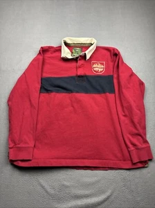 Eddie Bauer Rugby Polo Shirt Men's 2XL XXL Striped Long Sleeve Red - Picture 1 of 9