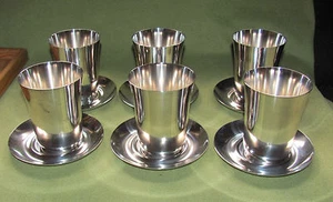 6 Art Deco WMF Becher mit Untersetzer versilbert - Picture 1 of 1