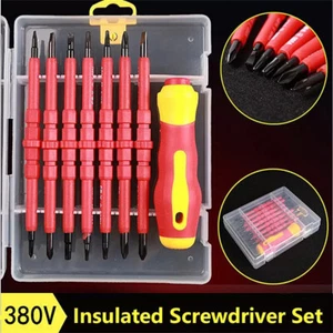 Precision Insulated Screwdriver Set 8Pcs VDE Electrical Magnetic Tips Flat Cross - Picture 1 of 12