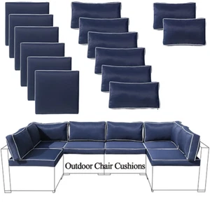 14 PCs Outdoor Patio Furniture Chair Cushions Set Replacement Blue Sofa Insert - Picture 1 of 7
