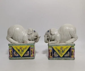 Coppia di bellissime statue porcellana rosa famiglia cinese da collezione - Foto 1 di 11