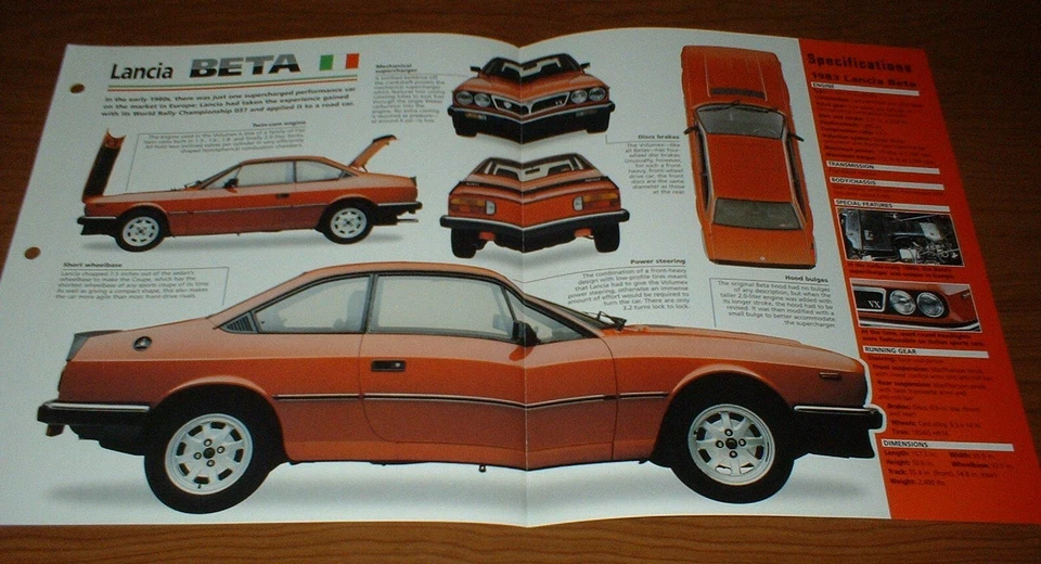 Lancia Beta 1983 hoja de especificaciones folleto información foto folleto 83 84 Foto 1 de 1