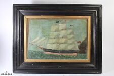 19th Century British Naive / Folk Art Oil on Canvas Sailing Ship Painting