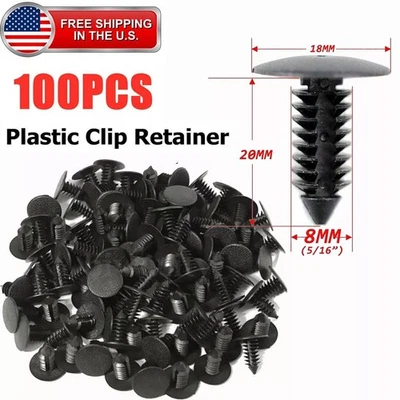 100x 8mm Bumper Clips Auto Car Hole Plastic Rivets Fastener Fender Push Pin NEW - Image 1 of 4