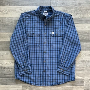 Carhartt Original Fit Chambray Plaid Hemd Herren LARGE Blau Schwarz 104447 476 - Bild 1 von 12