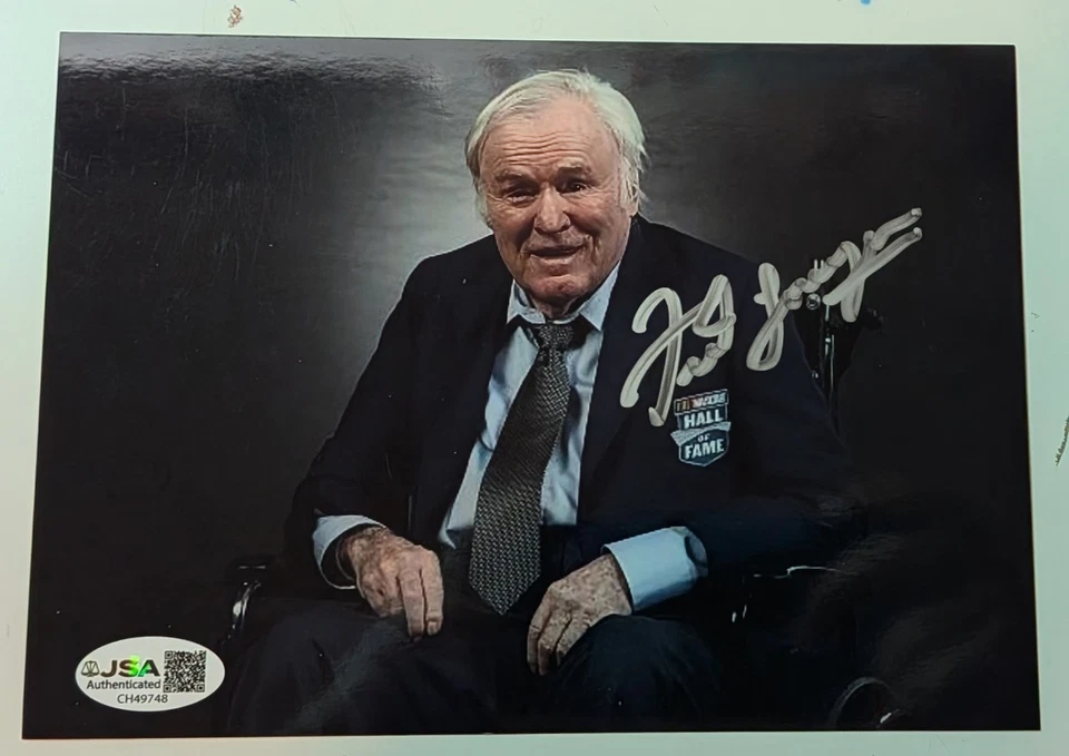 Foto autografiada por Fred Lorenzen 4x6 certificado de autenticidad JSA retrato del Salón de la Fama NASCAR Foto 1 de 1