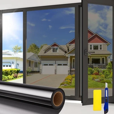 Односторонняя зеркальная тонированная оконная пленка защита конфиденциальности УФ-отражающий солнцезащитный крем для дома - Изображение 1 из 4