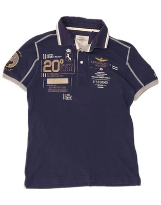 Camisa Polo AERONAUTICA MILITARE Para Hombres Gráfica Pequeña Azul Marino Algodón DR14 Foto 1 de 4