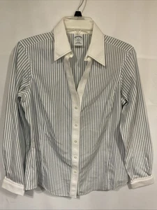 Brooks Brothers Women’s 8 Button Down Blouse Top Cotton Fitted No Iron Striped - Picture 1 of 4
