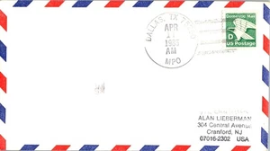 American First Flight Dallas Texas - Charleston Carolina del Sur - RARO - 1985 - Imagen 1 de 2