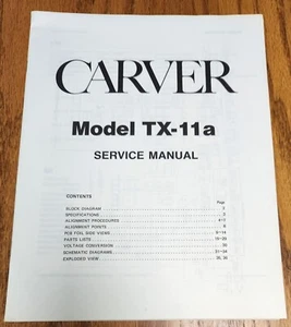 Carver TX-11a Tuner Service Manual - Original - Picture 1 of 1