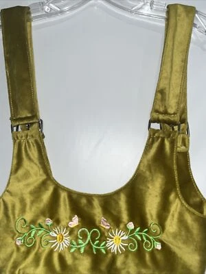 Urban Outfitters OU Bralette Verde Aveludado Bordado Floral Ajustável Tamanho SP - Imagem 1 de 4
