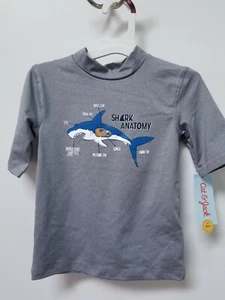 Little Boy Swim rash guard Top(only),   size XS (4-5 years).Shark anatomy labels - Picture 1 of 6