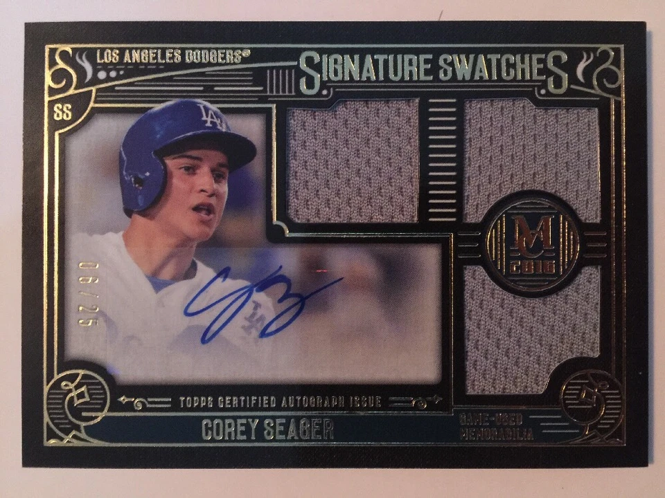Corey Seager Triple Jersey Auto #06/25 2016 Topps Museum Collection Baseball - Image 1 of 1
