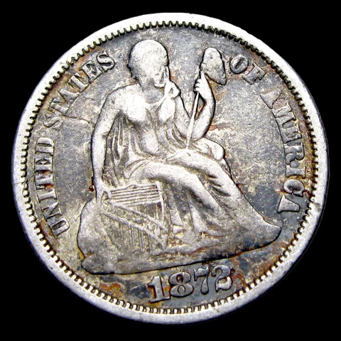 1872 Seated Liberty Dime Silver Nice Double Die Revere Error Coin ---- #TT669 Cover