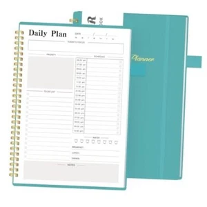 Daily Planner Undated, Daily Planner with Hourly Schedule, (7x10") To-Do Teal - Picture 1 of 8