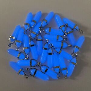 Blue Luminous Crystal Pendants Pillar Pendulum Charms Jewelry Findings 24pcs Set