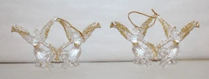 2 grandes adornos navideños de ángel trompeta acrílico transparente brillo dorado brillante - Imagen 1 de 5