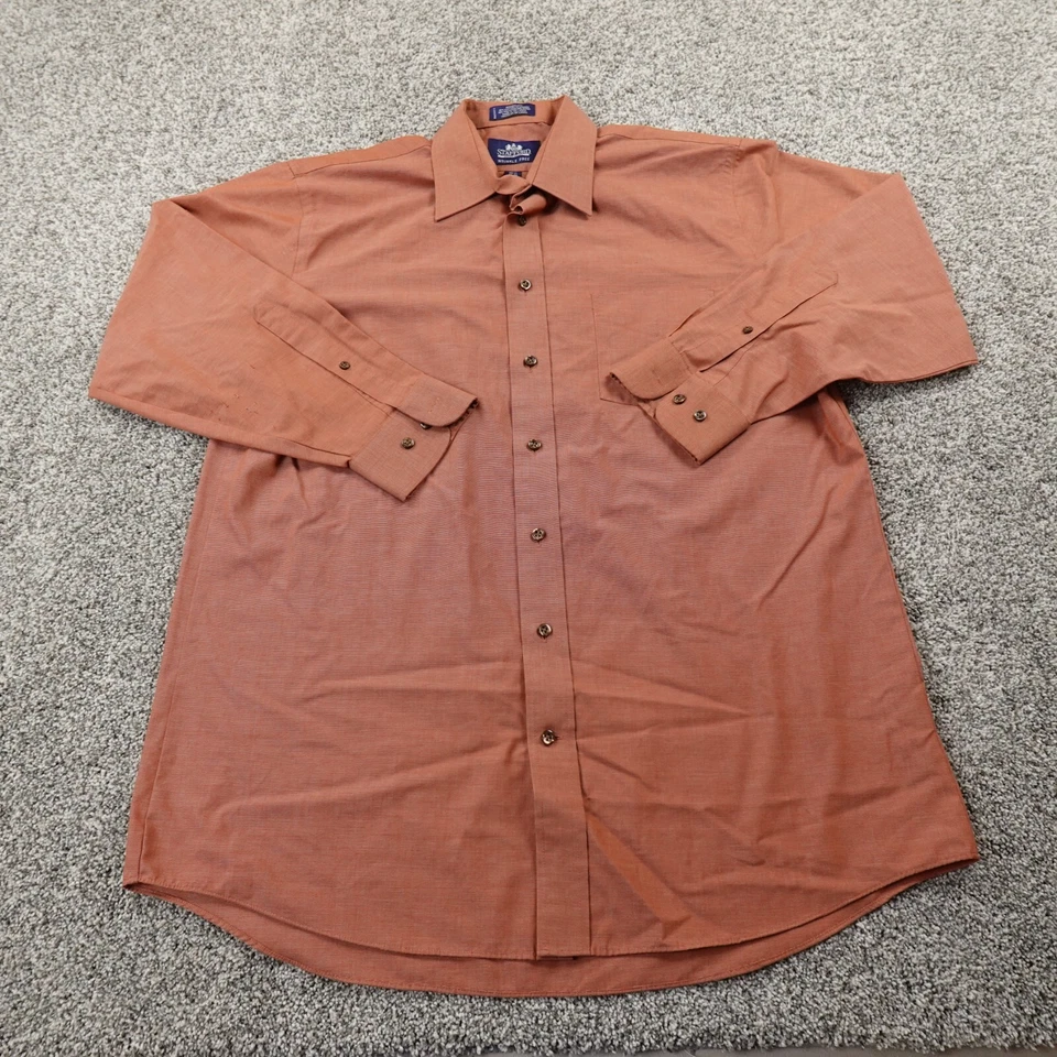 Camisa Stafford Para Hombre 16.5 32/33 L Naranja Manga Larga Abotonada Vestido Sin Arrugas Foto 1 de 4