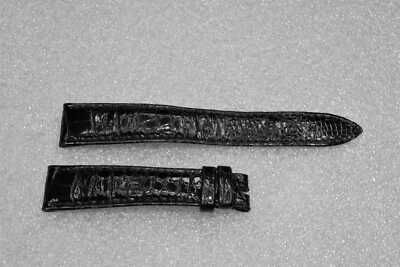 Authentic Breguet Genuine Crocodile Black Leather Watch Strap 17/14mm, 74+115mm — 第 1/2 张图片