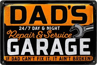 LANOLU Retro Blechschild Dads Garage, Papas Service Schild 20x30cm