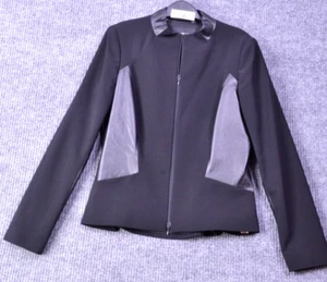 Giacca da donna nera Lafayette 148 taglia 8 misto poliestere colore blocco manica lunga - Foto 1 di 16