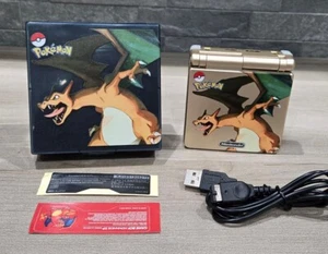 Nintendo Gameboy Advance SP Charizard Pokémon Reshell Glass Screen & New Battery - Picture 1 of 10