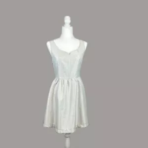 Vestido para mujer Kensie blanco con lunares negro ajuste sin mangas y llamaradas talla S-M - Imagen 1 de 11