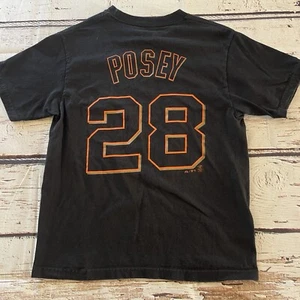 Majestic San Francisco Giants Buster Posey #28 T Shirt Black Size Youth Medium - Picture 1 of 9