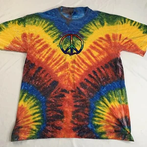 Vtg Santa Cruz Peace Tie Dye Skateboard Rainbow Embroidered Sz L Tourist Shirt - Picture 1 of 12