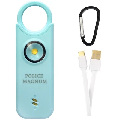 Police Magnum Personal Safety Alarm Keychain-135dB Rechargeable LED- Turquoise - Image 1 of 4