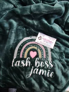 Lash Boss Rainbow Personalized Throw Blanket, Personalized Lash Tech Gift - Picture 1 of 15
