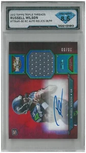 2012 Topps Dreifachgewinde RUSSELL WILSON RC Auto Relikt/99 DSG 8,5 NM/Neuwertig - Bild 1 von 2