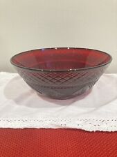 Cristal d'Arques Durand Ruby Red Serving Bowl Pressed Glass France 10"  Vintage