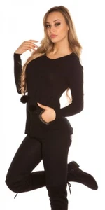 Damen Feinstrick Kaputzen Pulli Hoodie Pullover Sweatshirt 36 38 schwarz - Bild 1 von 1