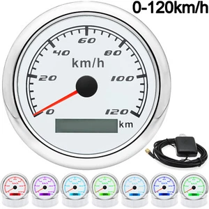 85mm White GPS Speedometer 120km/h Gauge Waterproof for Marine Boat Car Truck - Picture 1 of 17