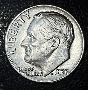 1958 D Roosevelt Dime 90% Silver 5 - Picture 1 of 2
