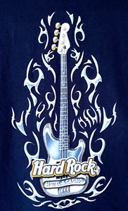 Camiseta Hard Rock Guitarra Llamas Tampa Casino Para Hombres XXL Estampado Puff Gráficos Azul - Imagen 1 de 8