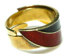 OPRO OLE PETTER NORWAY STERLING SILVER RED BLACK ENAMEL 925s RING BAND SIZE 7.25