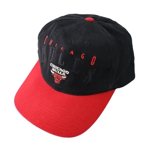 Vintage 90s Chicago Bulls Black & Red Twins Enterprises Mens Strapback Hat Y2K - Foto 1 di 8