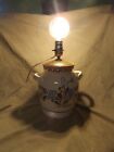 Hand Painted PA Dutch style 8.5" Electric Pottery Jug Lamp w Handles